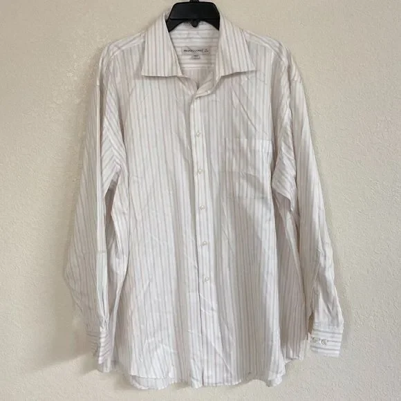 pronto uomo white dress shirt Pronto Uomo Mens Non-Iron White Long Sleeve Button Down Dress Shirt 14.5" 32/33"